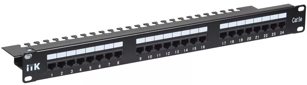 Патч-панель ITK 1U кат. 5Е STP, 24 портов (IDC Dual)+к/о